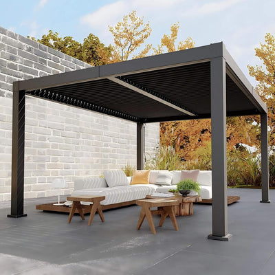 Louvered Pergola with Adjustable Aluminum Roof, Reinforced Frame + Drainage System