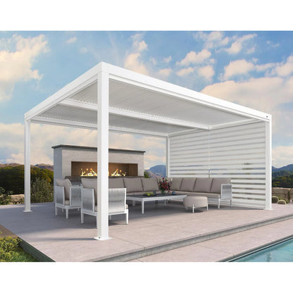 Louvered Pergola Modern White Pergola with Adjustable Roof for Deck Backyard Garden