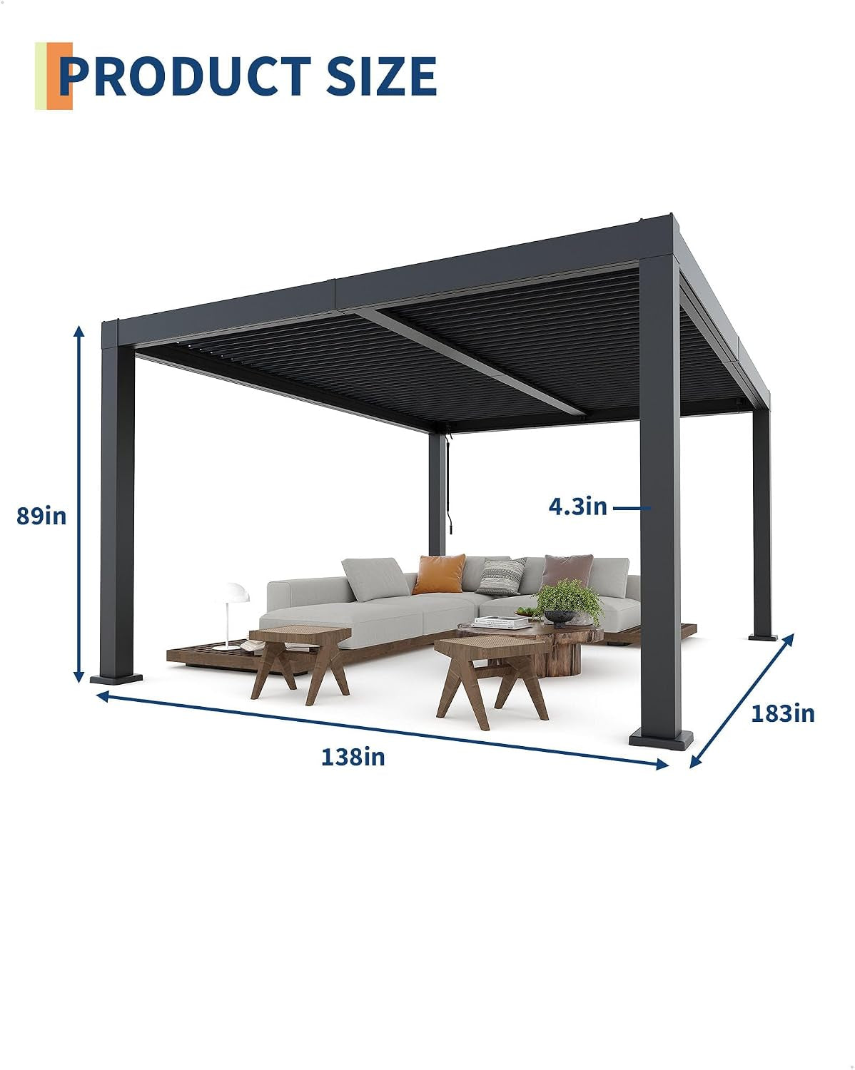 All-Aluminum Louvered Pergola 12 Ft X 16 Ft, Outdoor Pergola with Adjustable Louvered Roof, Reinforced Aluminum Frame, Integrated Drainage System, Hardtop Gazebo for Patio, Deck, Gray