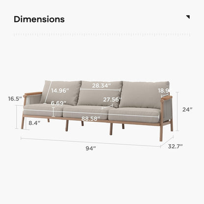 Moss Aluminum Outdoor Patio Furniture, Couch