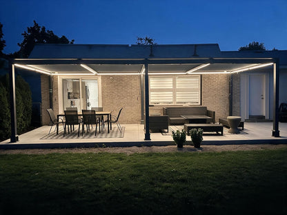 92KS Outdoor Pergola 11.5' X 27.5' Large Aluminum Frame, Gray