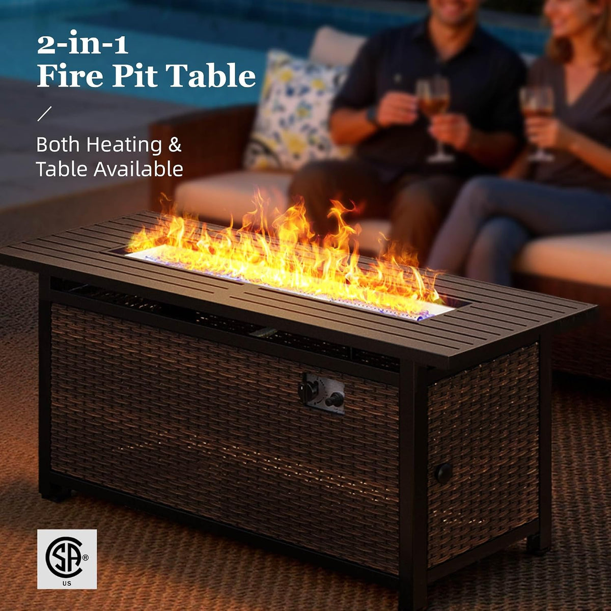 Patio Furniture Set, Outdoor Wicker Furniture with Fire Pit