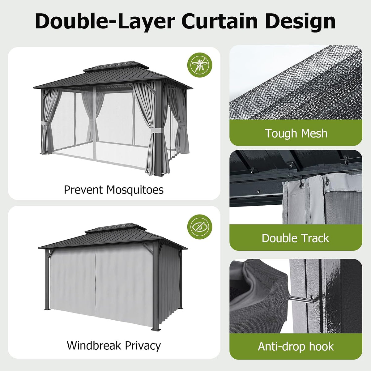 14X10Ft Hardtop Gazebo Gray