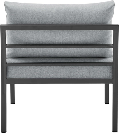 Sunnyside 5 Piece L Shaped Patio Furniture Set with Table for Backyard and Poolside, Outdoor Sectional Seating for 6, Waterproof Cushions, Rust Resistant Steel Frame, Grey