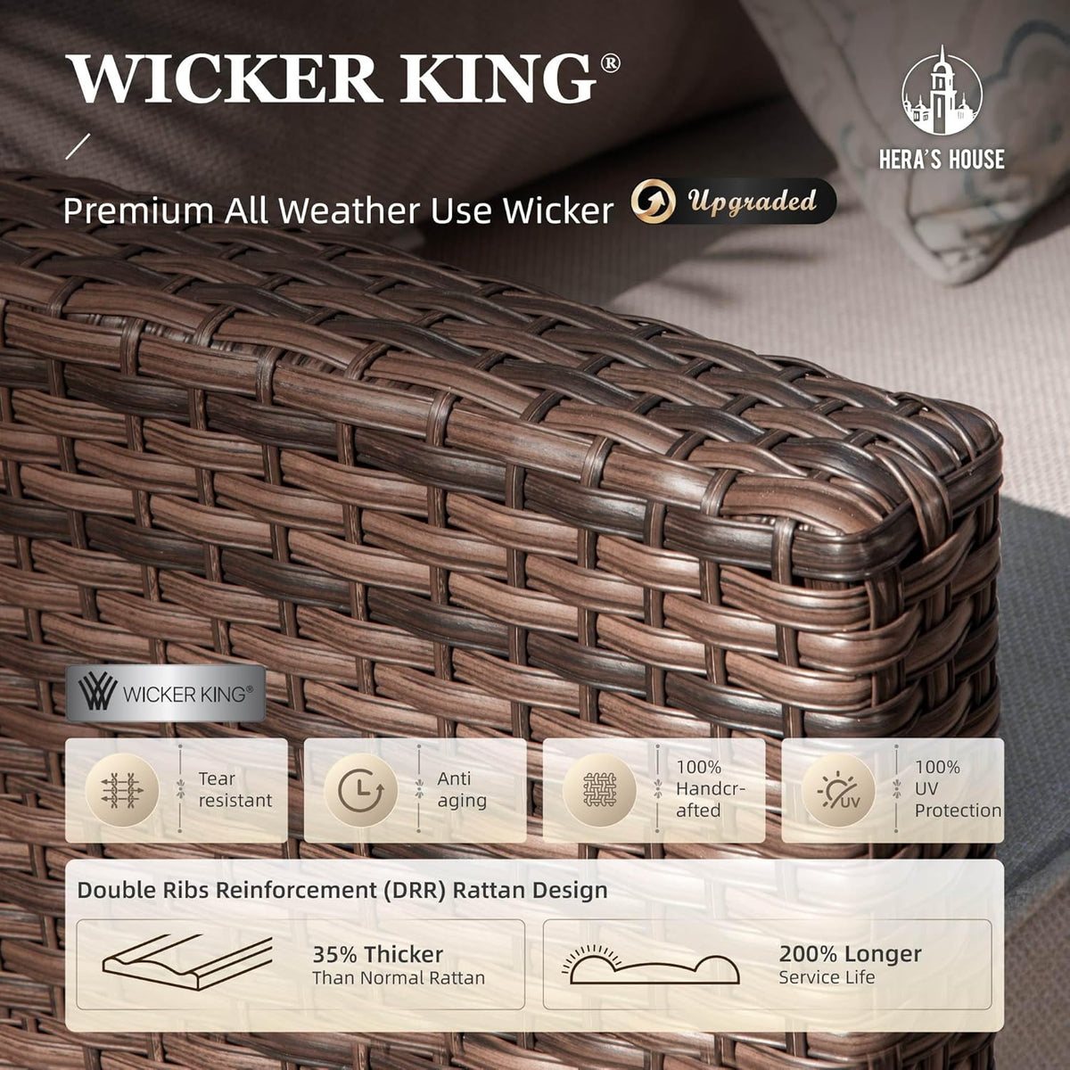 Patio Furniture Set, Outdoor Wicker Furniture with Fire Pit