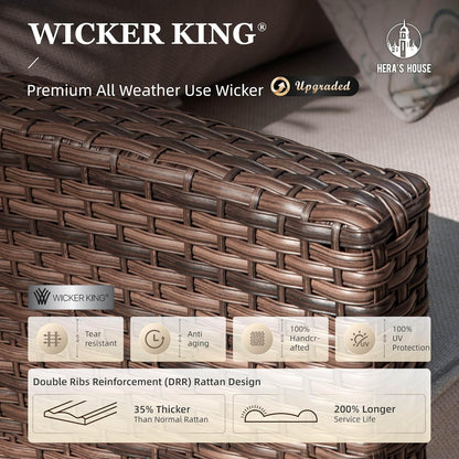 Patio Furniture Set, Outdoor Wicker Furniture with Fire Pit