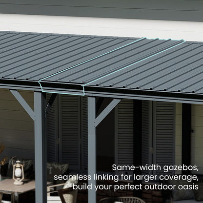 Domi 12'X 20' Lean to Gazebo,Outdoor Gazebo Pergola with Sloped Roof, Grey