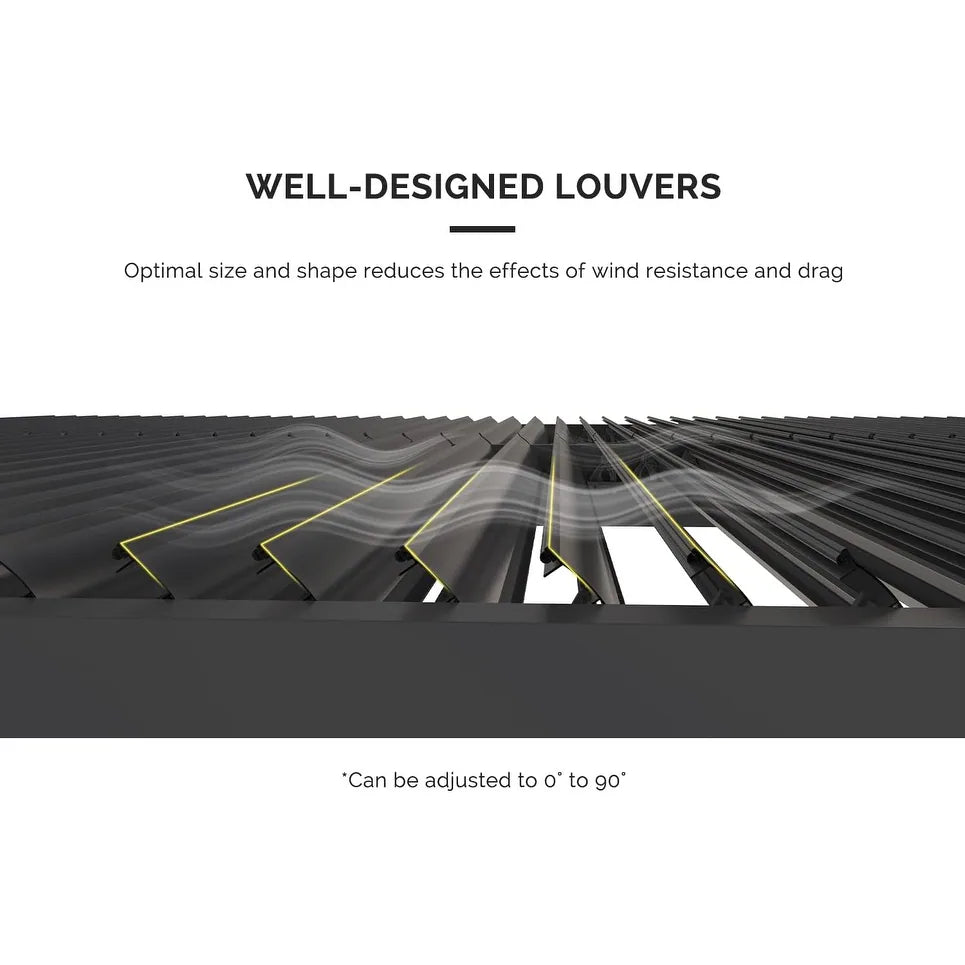 Gray Louvered Pergola Outdoor Aluminum Pergola with Adjustable Roof for Patio Gray Hardtop Gazebo