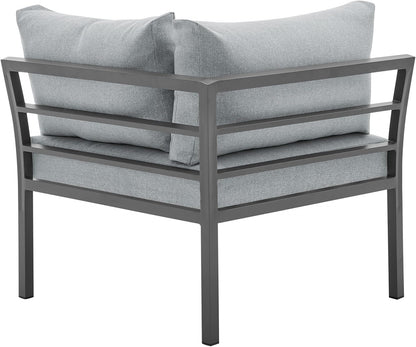 Sunnyside 5 Piece L Shaped Patio Furniture Set with Table for Backyard and Poolside, Outdoor Sectional Seating for 6, Waterproof Cushions, Rust Resistant Steel Frame, Grey