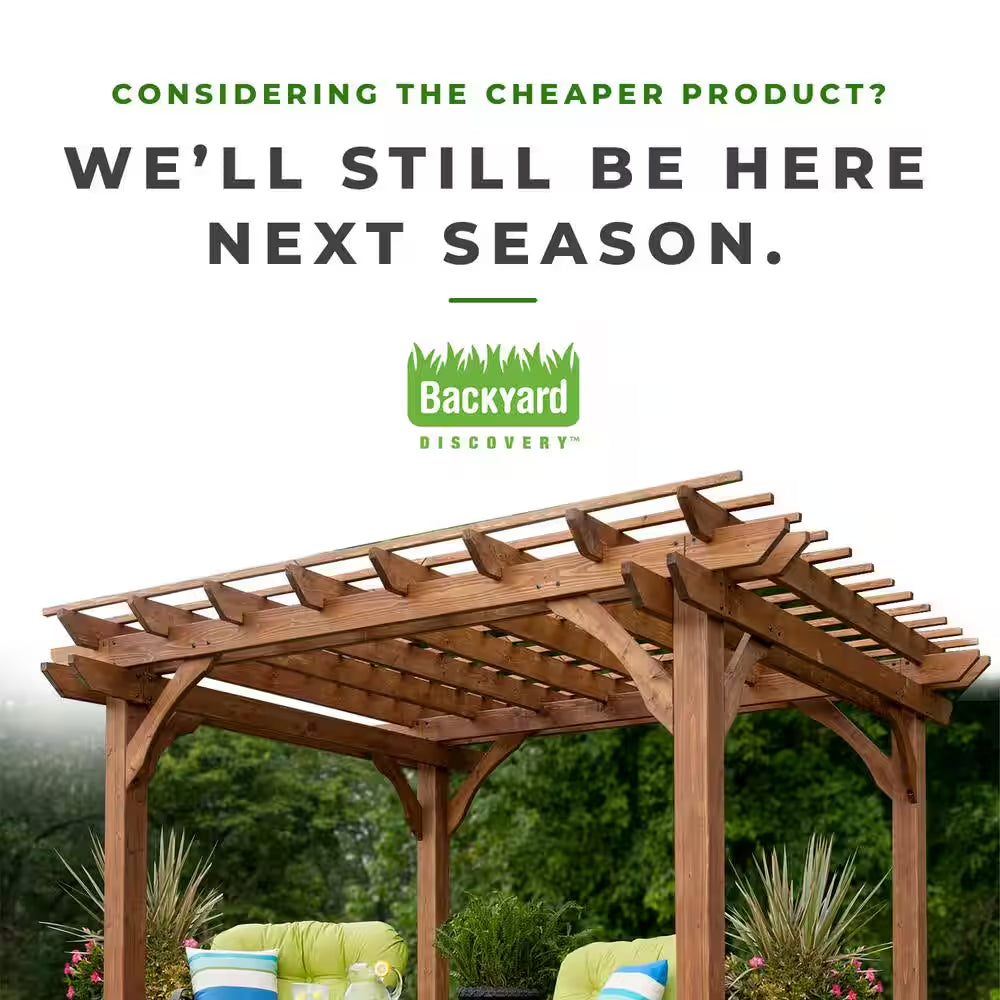 10 Ft. X 10 Ft. Traditional All Cedar Wood Outdoor Patio Pergola Shade Structure