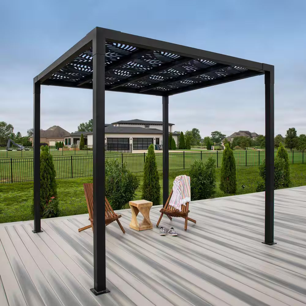 8 Ft. X 8 Ft. Matte Black Aluminum Pergola