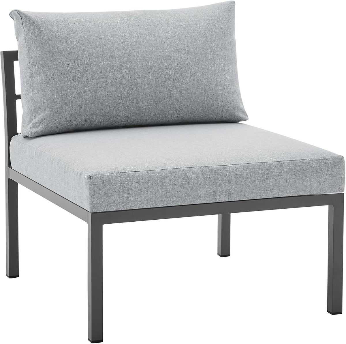 Sunnyside 5 Piece L Shaped Patio Furniture Set with Table for Backyard and Poolside, Outdoor Sectional Seating for 6, Waterproof Cushions, Rust Resistant Steel Frame, Grey