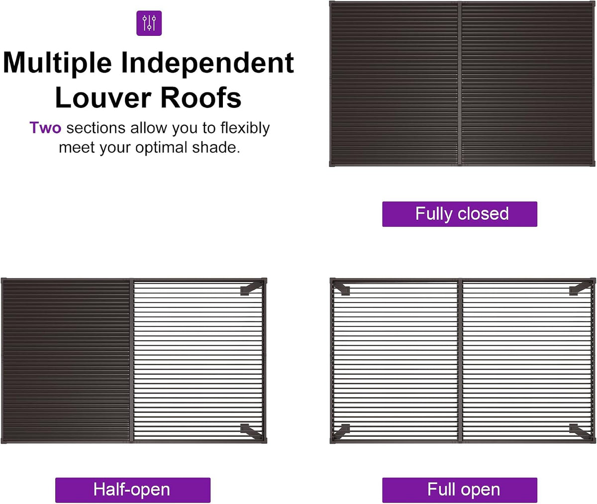 Patio Louvered Pergola 10' X 14' Outdoor Hardtop Gazebo Bronze