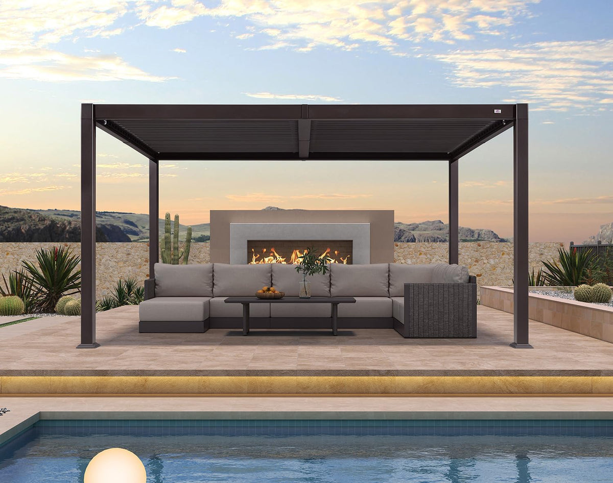 Patio Louvered Pergola 10' X 14' Outdoor Hardtop Gazebo Bronze