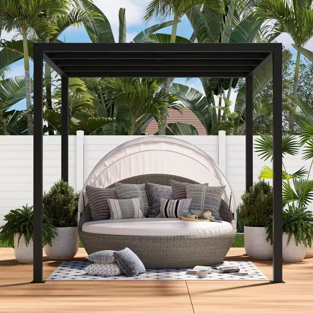 8 Ft. X 8 Ft. Matte Black Aluminum Pergola