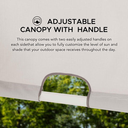 Delrey 12 X 14 Ft. Outdoor Patio White Steel Frame Pergola with Adjustable Canopy for Backyard and Garden Shade, Light Gray