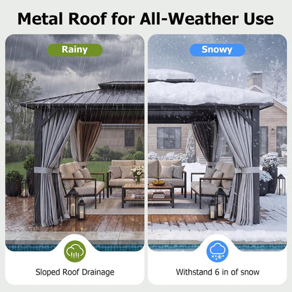 14X10Ft Hardtop Gazebo Gray