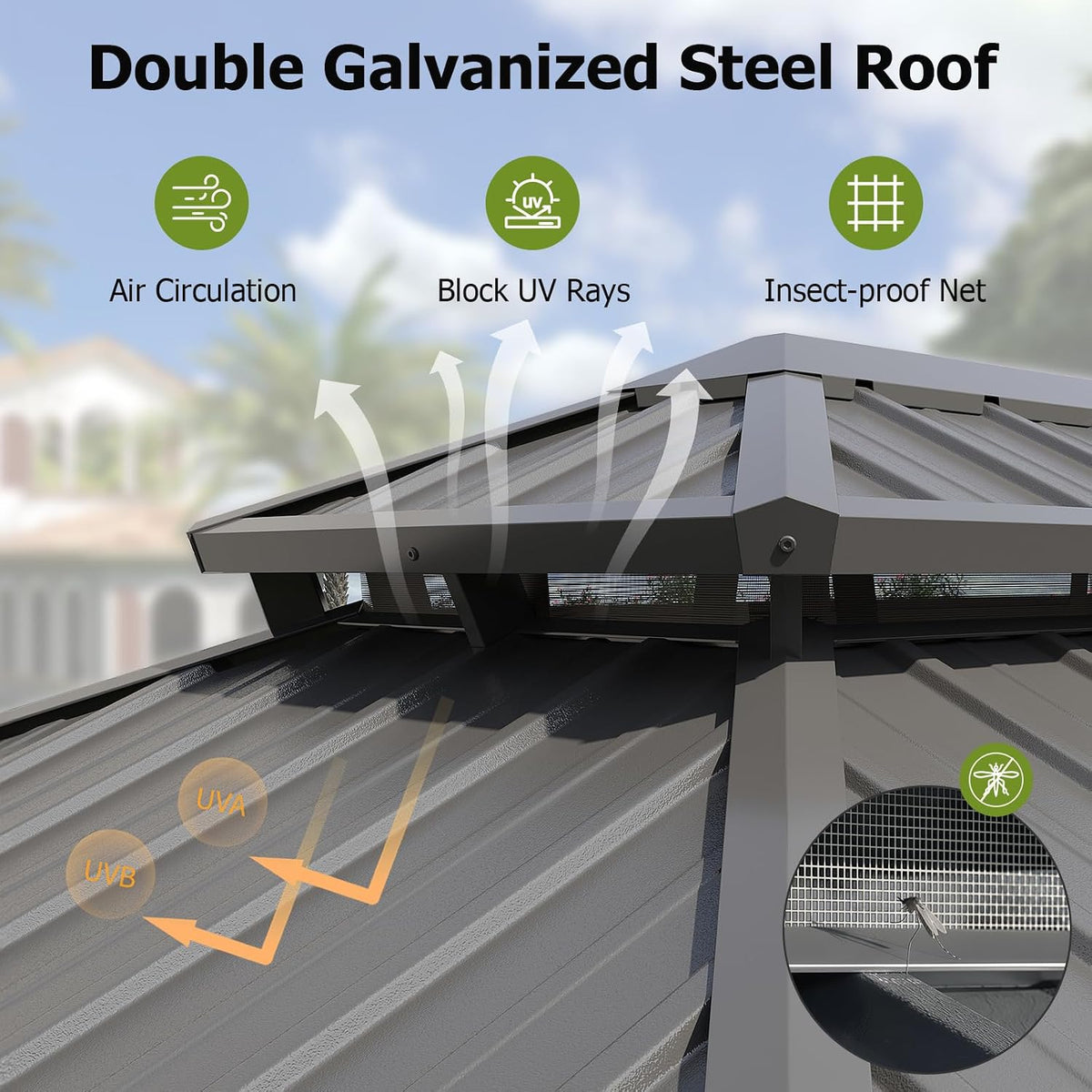 14X10Ft Hardtop Gazebo Gray