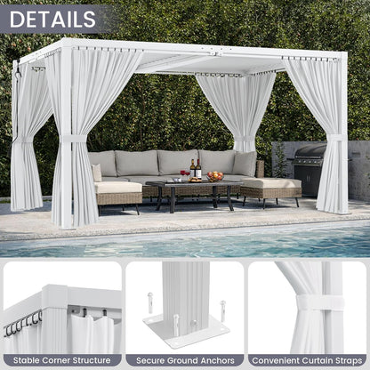 Louvered Pergola 12' X 20', Large Outdoor Aluminum Pergola with Reinforced Steel Roof, Heavy-Duty Hardtop Gazebo for Patio Garden, Weatherproof Sun Shade Shelter, White