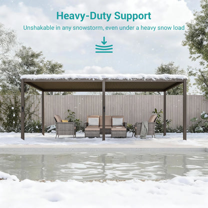 Outdoor Metal Solar LED Louvered Pergola with Adjustable Roof