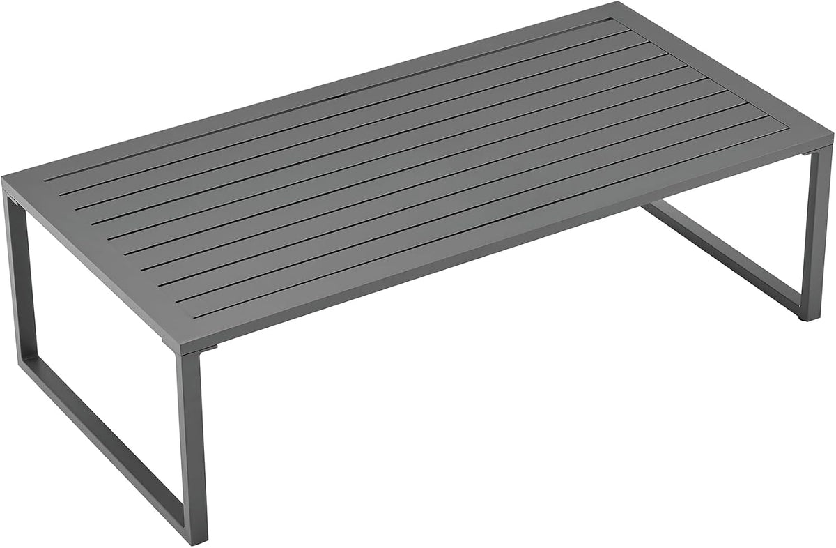 Sunnyside 5 Piece L Shaped Patio Furniture Set with Table for Backyard and Poolside, Outdoor Sectional Seating for 6, Waterproof Cushions, Rust Resistant Steel Frame, Grey