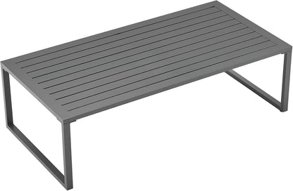 Sunnyside 5 Piece L Shaped Patio Furniture Set with Table for Backyard and Poolside, Outdoor Sectional Seating for 6, Waterproof Cushions, Rust Resistant Steel Frame, Grey