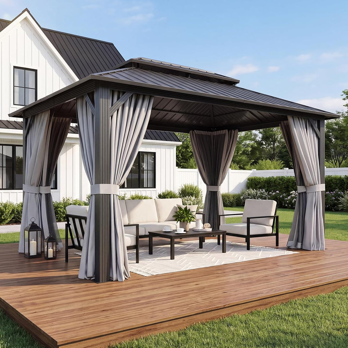 14X10Ft Hardtop Gazebo Gray