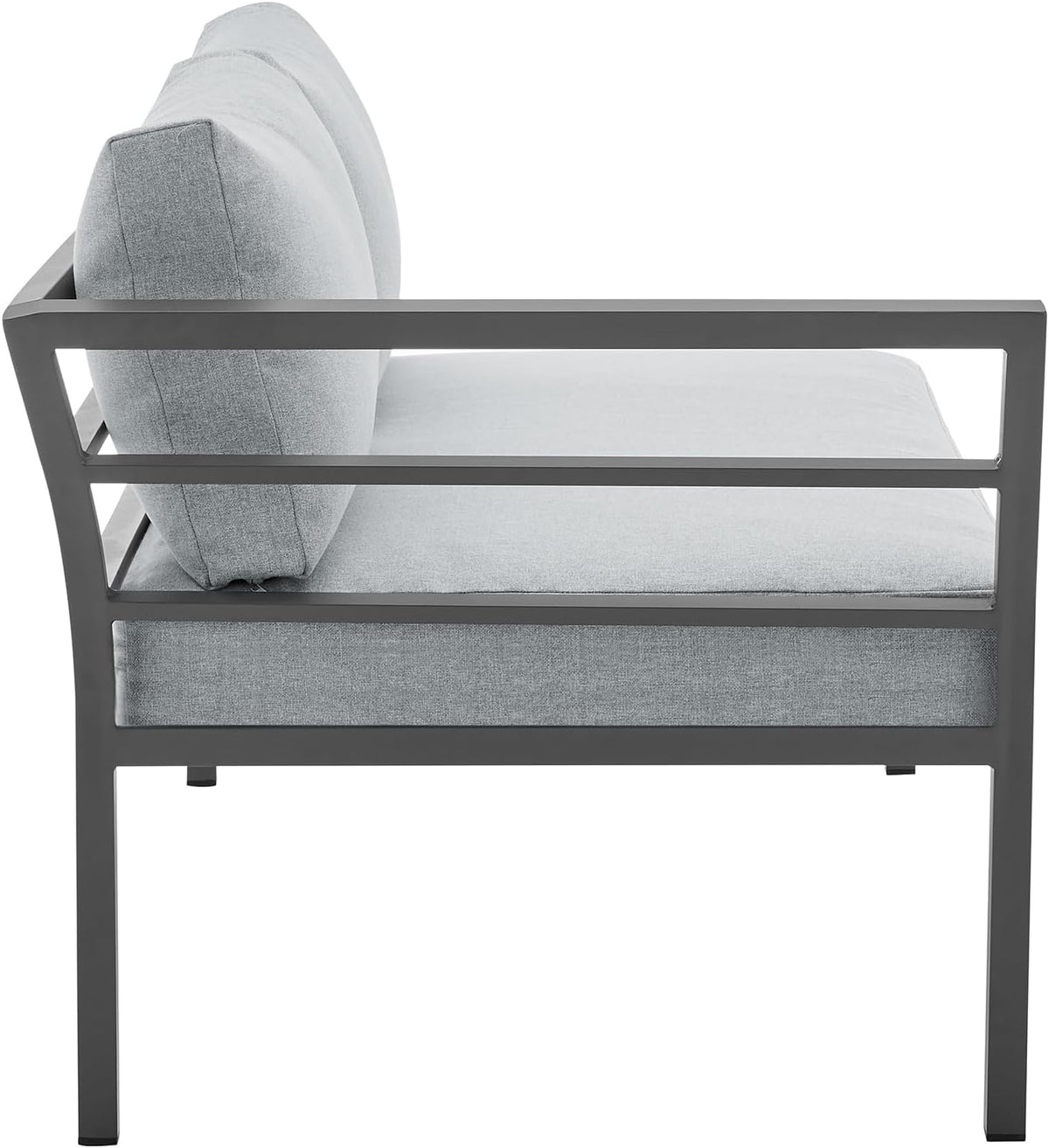 Sunnyside 5 Piece L Shaped Patio Furniture Set with Table for Backyard and Poolside, Outdoor Sectional Seating for 6, Waterproof Cushions, Rust Resistant Steel Frame, Grey
