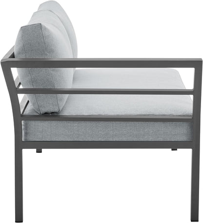 Sunnyside 5 Piece L Shaped Patio Furniture Set with Table for Backyard and Poolside, Outdoor Sectional Seating for 6, Waterproof Cushions, Rust Resistant Steel Frame, Grey