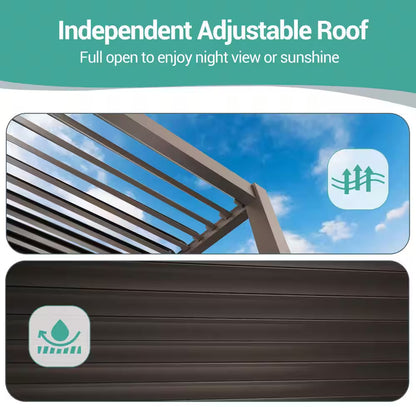 Titan Series 10 Ft. X 20 Ft. Luminized Steel Louvered Pergola Modern Outdoor Pergola with Adjustable Roof,Brown