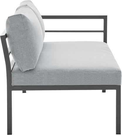 Sunnyside 5 Piece L Shaped Patio Furniture Set with Table for Backyard and Poolside, Outdoor Sectional Seating for 6, Waterproof Cushions, Rust Resistant Steel Frame, Grey