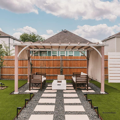 Delrey 12 X 14 Ft. Outdoor Patio White Steel Frame Pergola with Adjustable Canopy for Backyard and Garden Shade, Light Gray