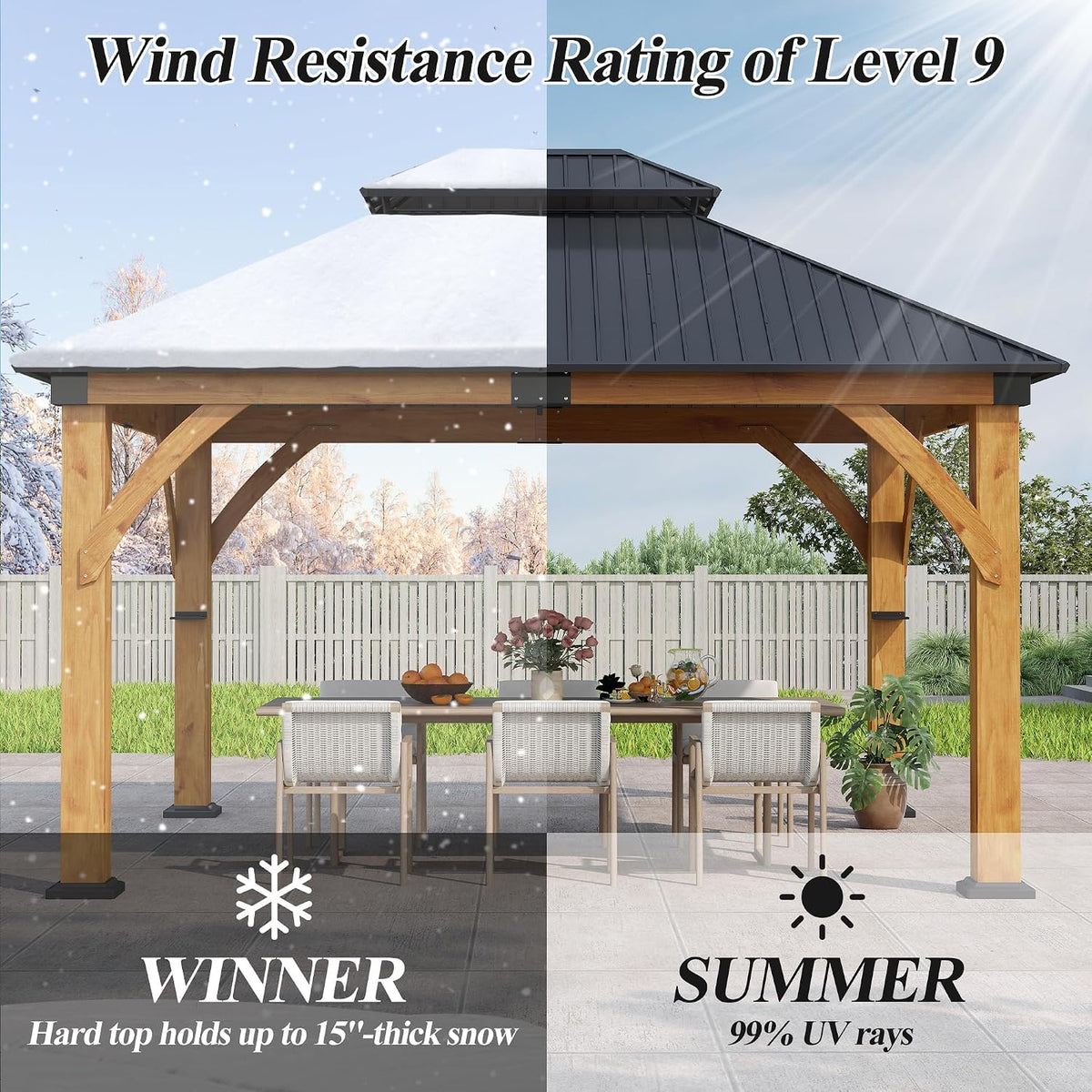 11’X 13’ Outdoor Spruce Wood Gazebo