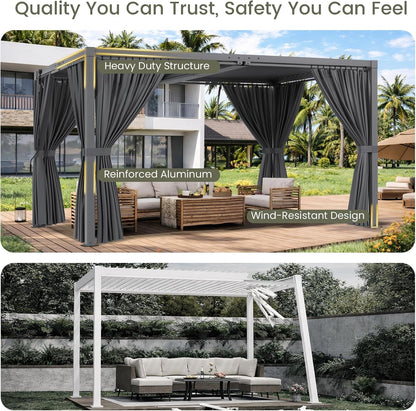 Louvered Pergola 12' X 20', Large Outdoor Aluminum Pergola with Reinforced Steel Roof, Heavy-Duty Hardtop Gazebo for Patio Garden, Weatherproof Sun Shade Shelter, Gray