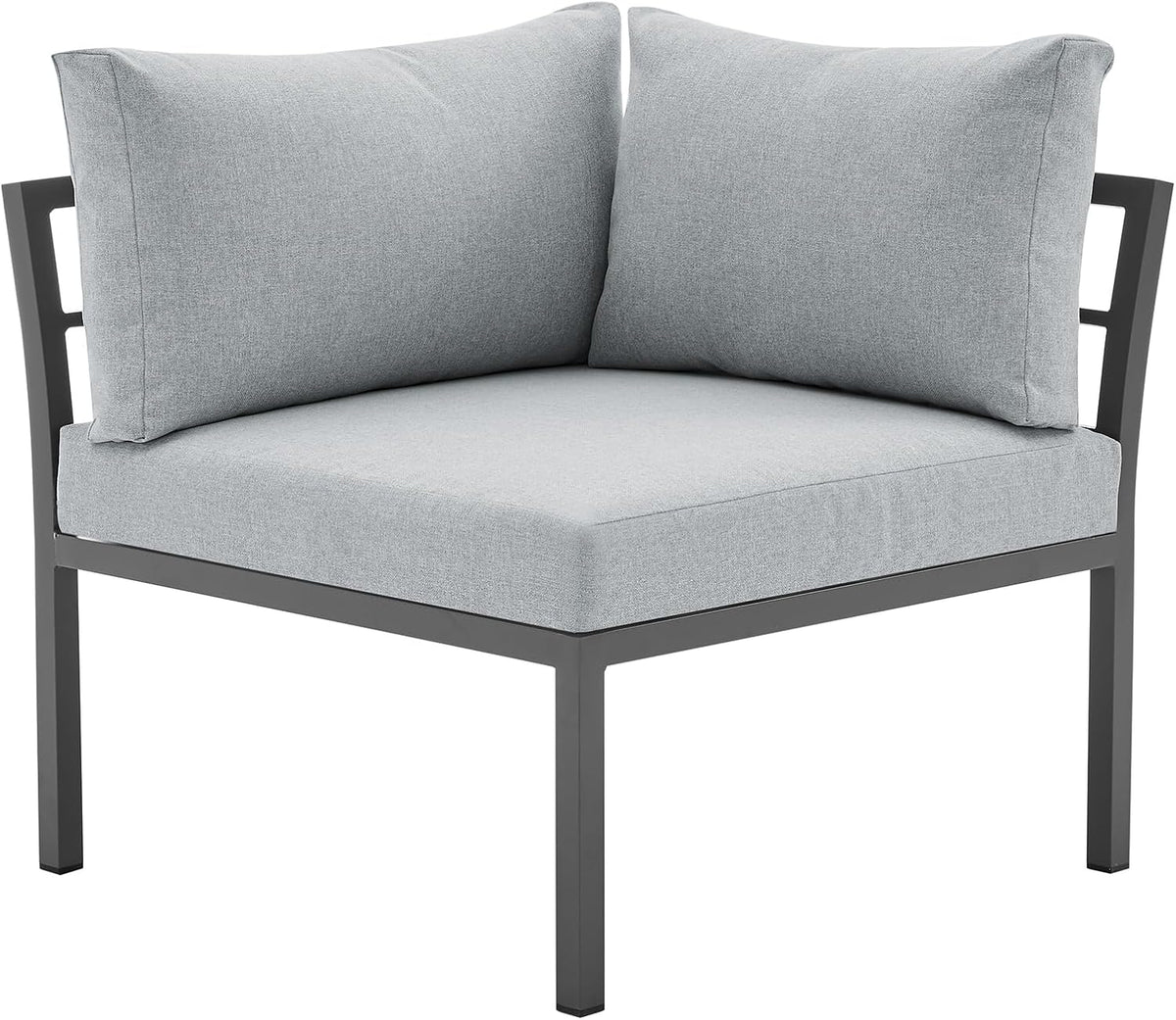 Sunnyside 5 Piece L Shaped Patio Furniture Set with Table for Backyard and Poolside, Outdoor Sectional Seating for 6, Waterproof Cushions, Rust Resistant Steel Frame, Grey