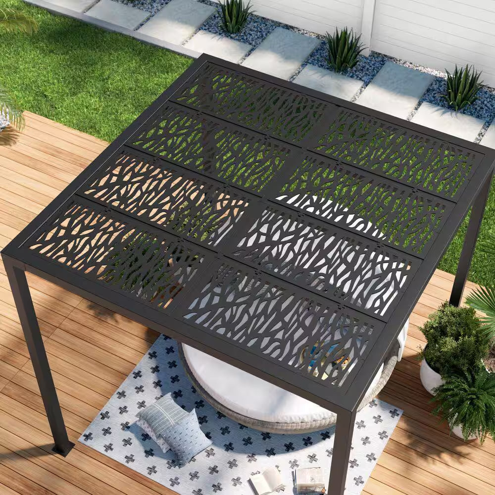 8 Ft. X 8 Ft. Matte Black Aluminum Pergola
