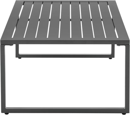 Sunnyside 5 Piece L Shaped Patio Furniture Set with Table for Backyard and Poolside, Outdoor Sectional Seating for 6, Waterproof Cushions, Rust Resistant Steel Frame, Grey